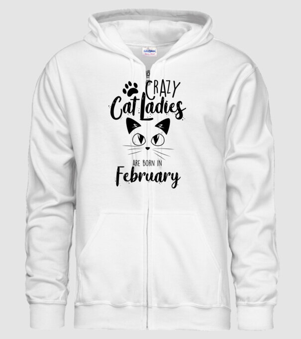 Crazy Cat Ladies are born in February model alb pe tricou