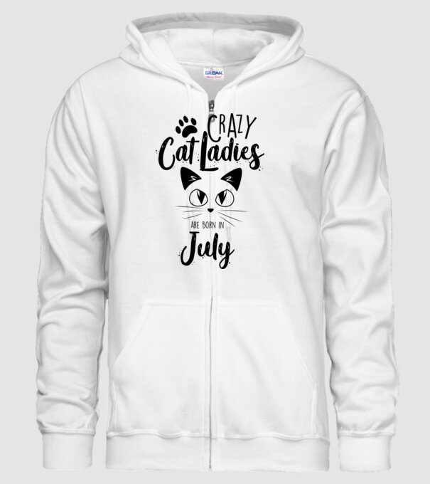 Crazy Cat Ladies are born in July model alb pe tricou