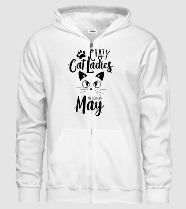 Crazy Cat Ladies are born in May model alb pe tricou