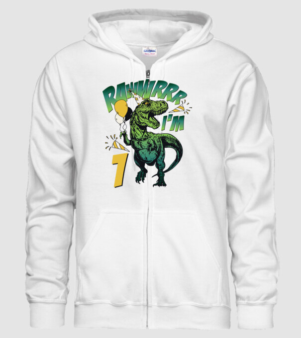 'Birthday Dinosaur rawww i''m 1' model alb pe tricou
