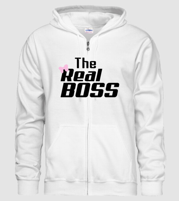 The real boss model alb pe tricou