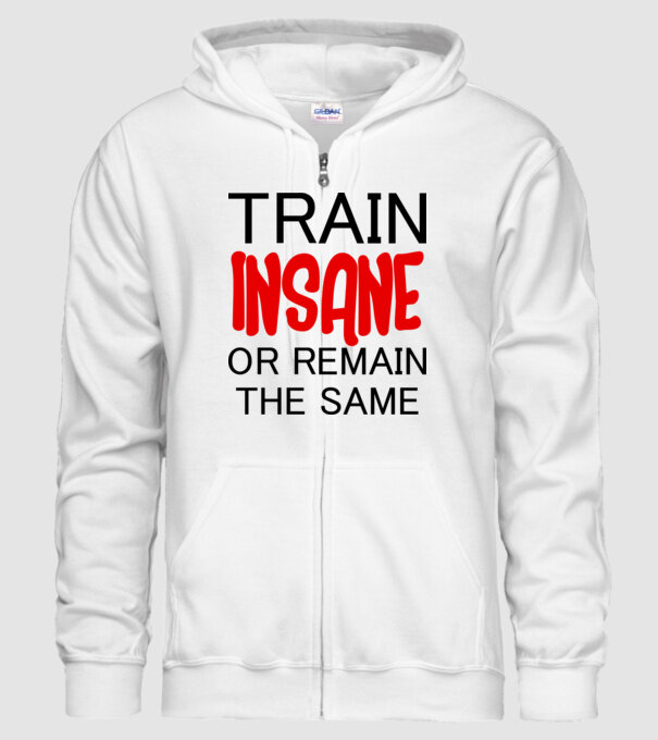 train insane model alb pe tricou