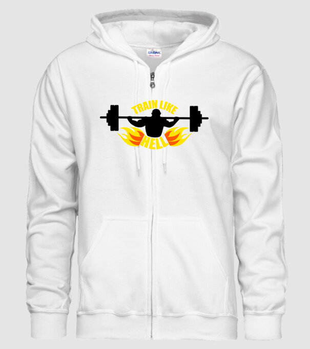 Train like hell model alb pe tricou