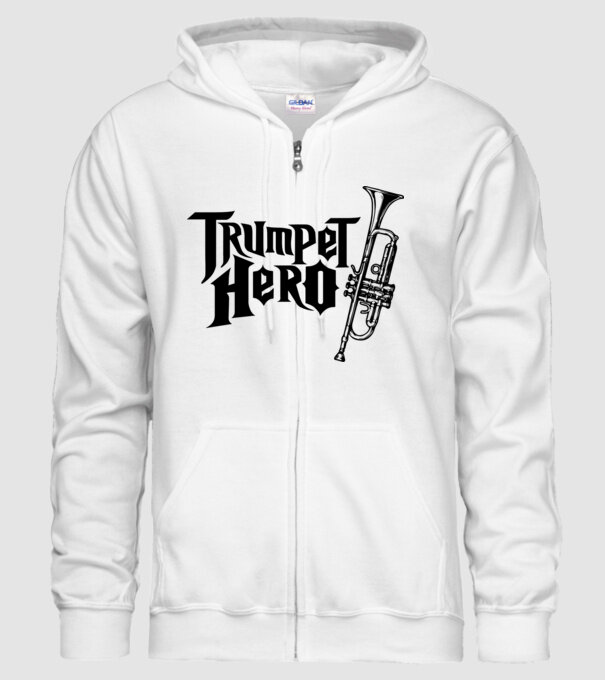 Trumpet Hero model alb pe tricou