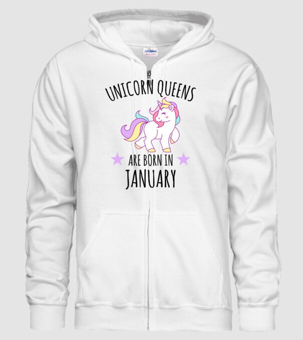 Unicorn queens are born in - January model alb pe tricou