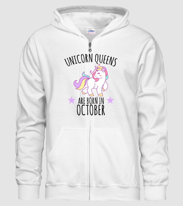 Unicorn queens are born in - October model alb pe tricou