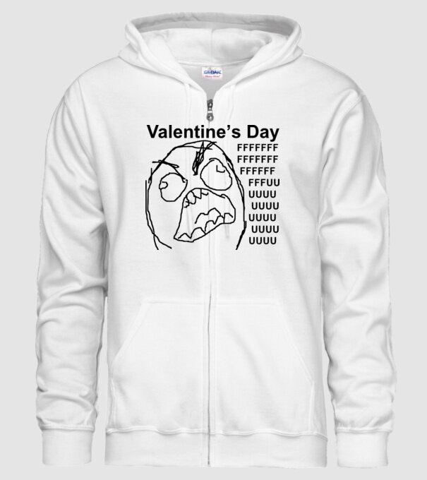 Valentines day fuuuu model alb pe tricou