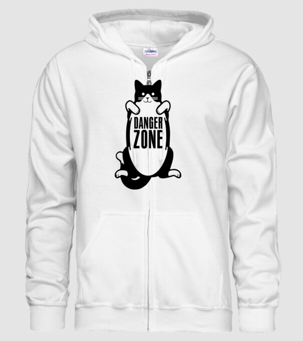 Zonă de pericol pisică model alb pe tricou