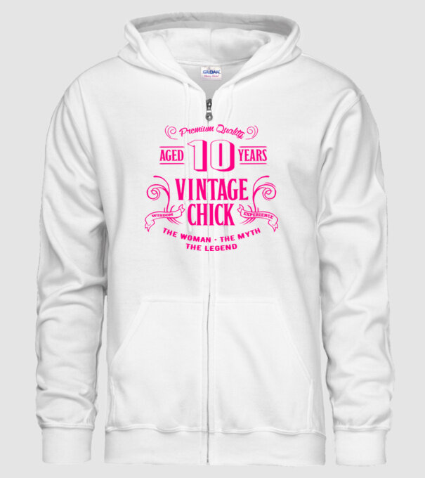 Vintage Chick - 10 model alb pe tricou