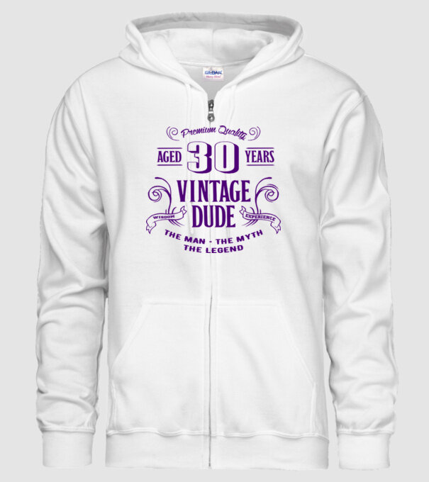 Vintage Dude - 30 model alb pe tricou