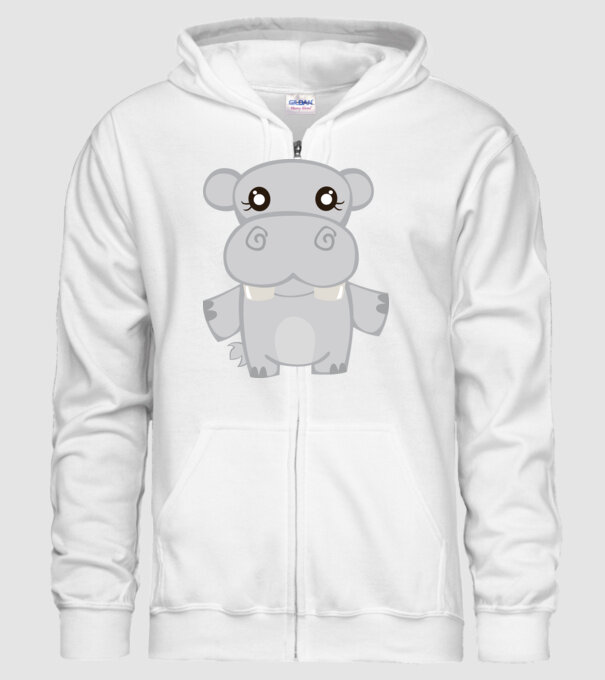 Hipopotam model alb pe tricou