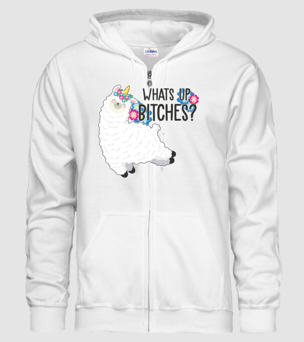 Whatsup bitches model alb pe tricou