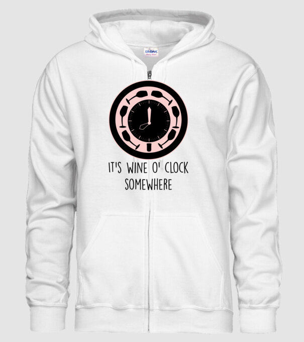 Wine o clock model alb pe tricou