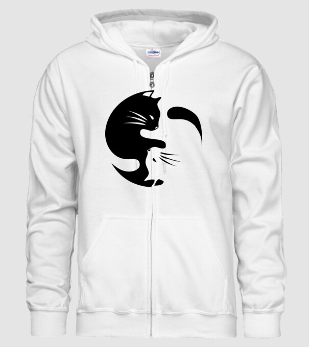 Yin Yang Pisică model alb pe tricou