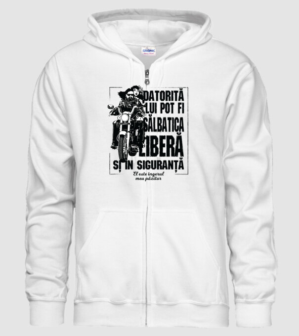 datorită lui pot fi sălbatică, liberă și în siguranță - el este îngerul meu păzitor model alb pe tricou