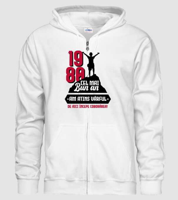 1980 cel mai bun an. Am atins vârful, de aici începe coborârea. model alb pe tricou