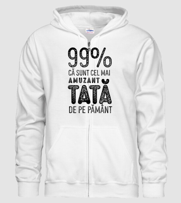99% că sunt cel mai amuzant tată de pe pământ model alb pe tricou