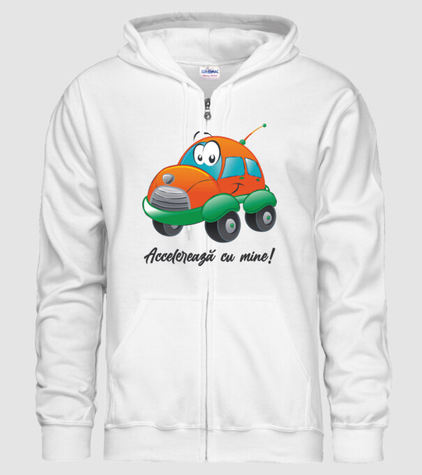accelerează cu mine model alb pe tricou