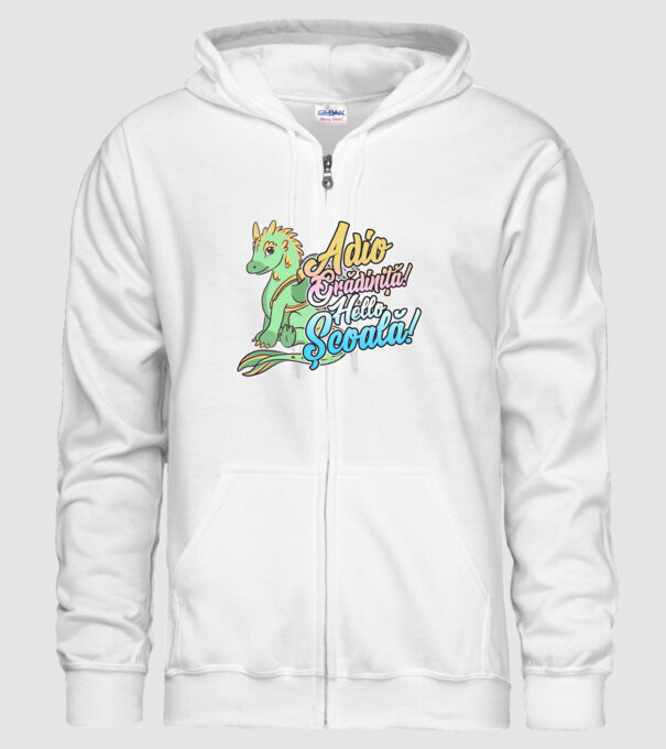 Adio grădiniță! Hello școală! model alb pe tricou