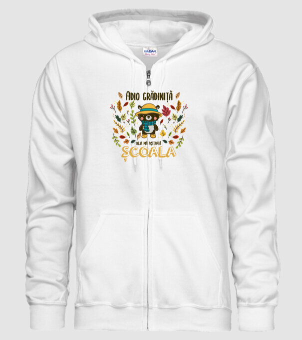 Adio grădiniță, acum sunt deja școlar model alb pe tricou