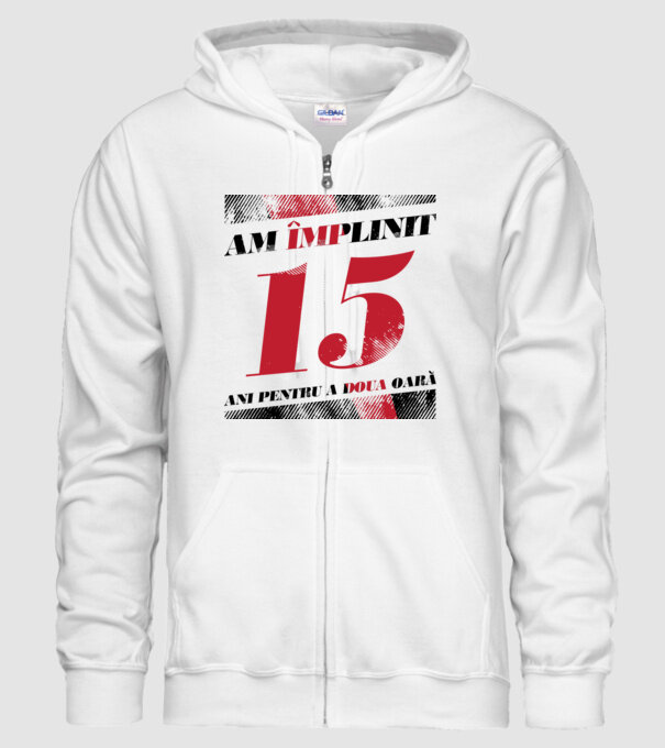 Am împlinit 15 ani pentru a doua oară model alb pe tricou
