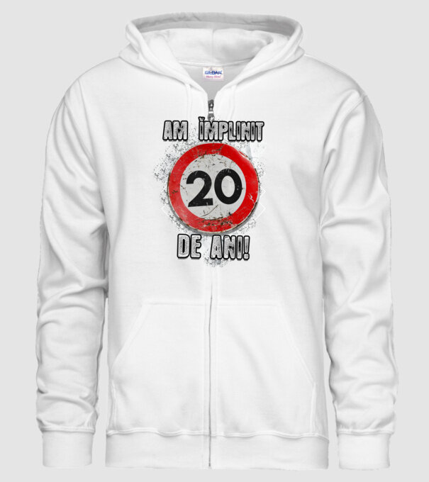 Am împlinit 20 de ani! model alb pe tricou