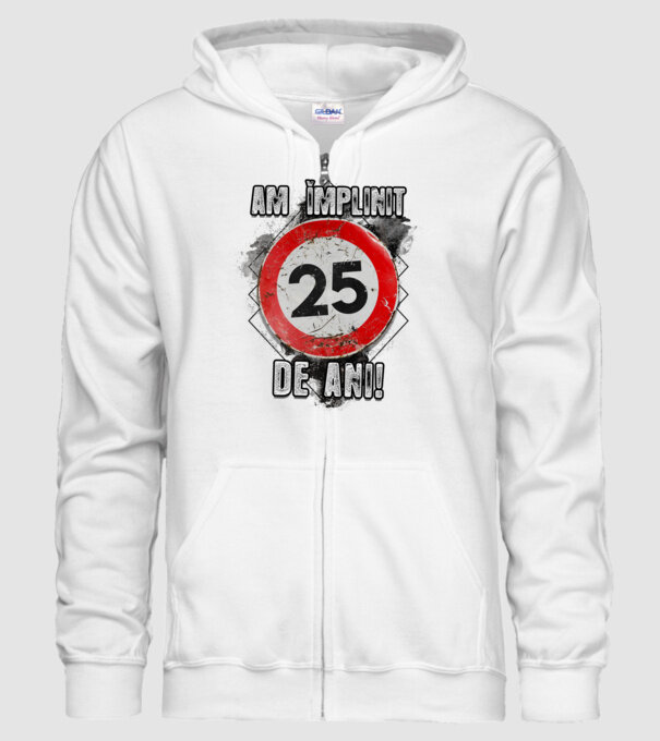 Am împlinit 25 de ani! model alb pe tricou