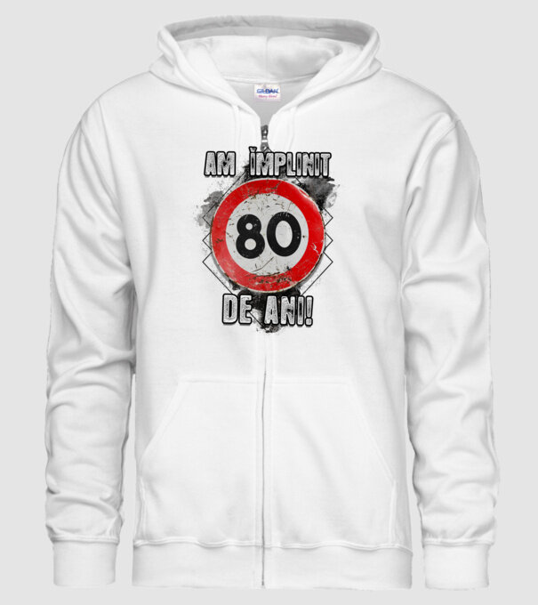 Am împlinit 80 de ani! model alb pe tricou