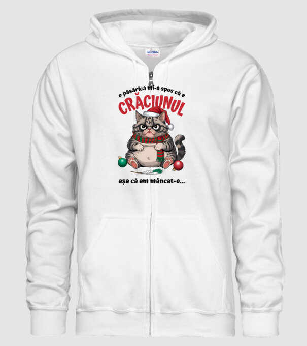 Am mâncat pasărea Crăciun pisică Alb model alb pe tricou