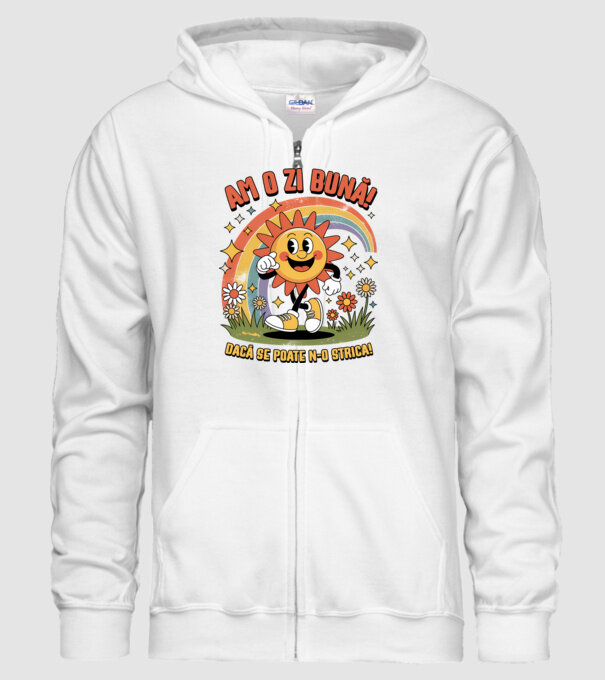 Am o zi bună! model alb pe tricou