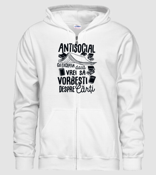 Antisocial, cu excepția dacă vrei să vorbești despre cărți-01 model alb pe tricou