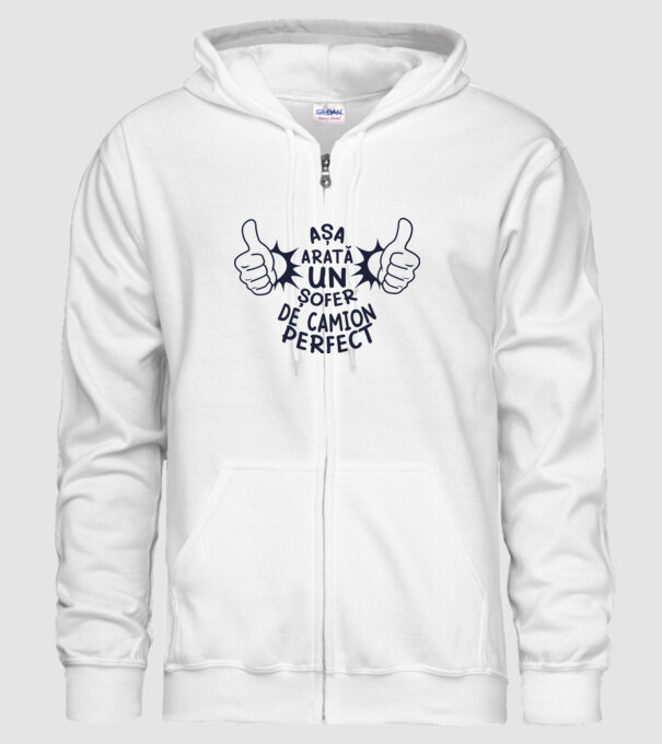 Așa arată un ȘOFER DE CAMION perfect model alb pe tricou