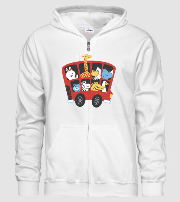 Autobuze model alb pe tricou