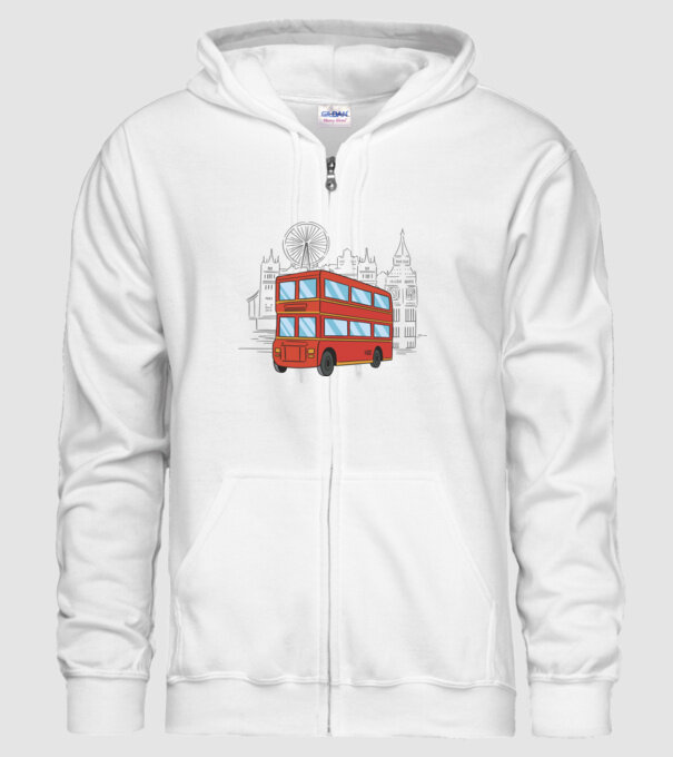 Autobuze model alb pe tricou