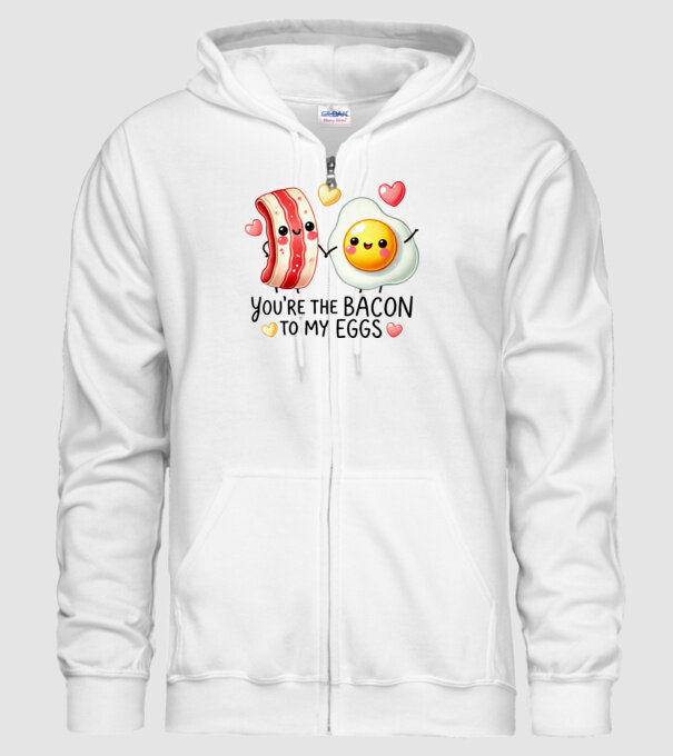 Bacon to my Eggs model alb pe tricou
