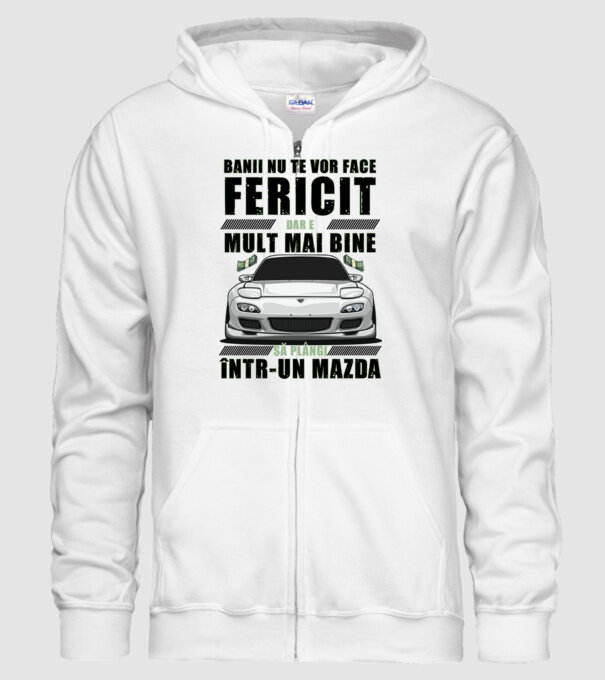 banii nu te vor face fericit, dar e mult mai bine să plângi într-un Mazda model alb pe tricou
