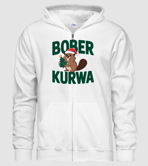 Bober kurwa xmas model alb pe tricou