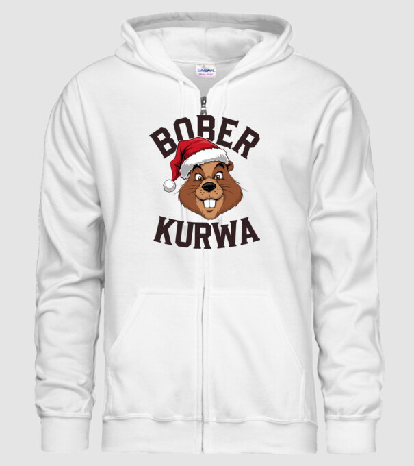 Bober kurwa xmas model alb pe tricou
