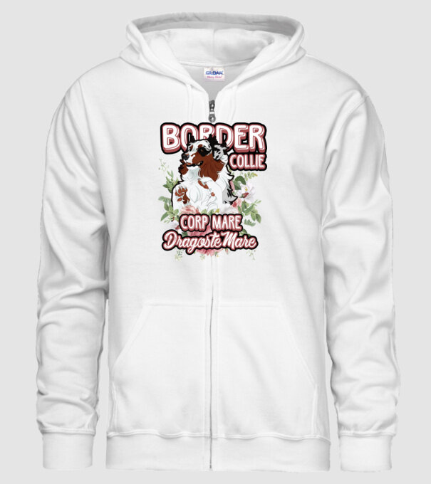 border collie - multă blană multă dragoste model alb pe tricou