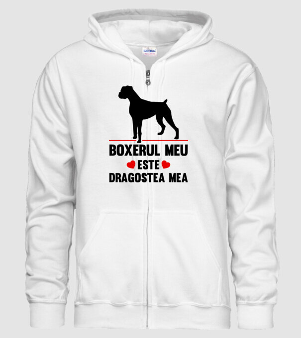 boxerul meu este dragostea mea model alb pe tricou