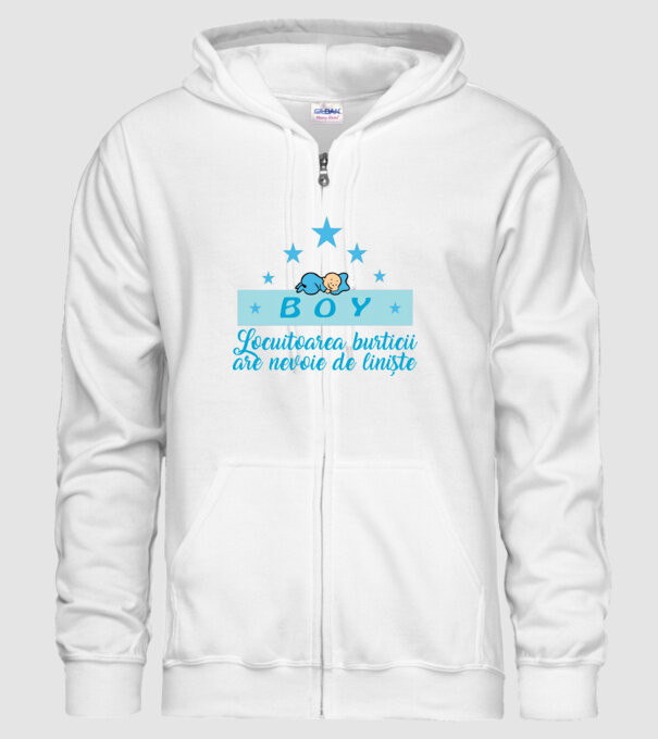 BOY- Locuitorul burticii are nevoie liniște model alb pe tricou