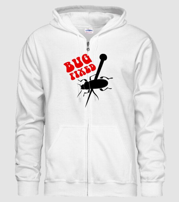 Bug fixed model alb pe tricou