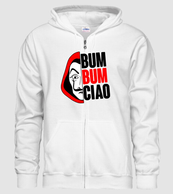 bumbum ciao money heist model alb pe tricou