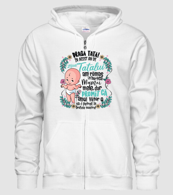 Dragă tată! În acest an de Ziua Tatălui am rămas în burtica mamei mele model alb pe tricou