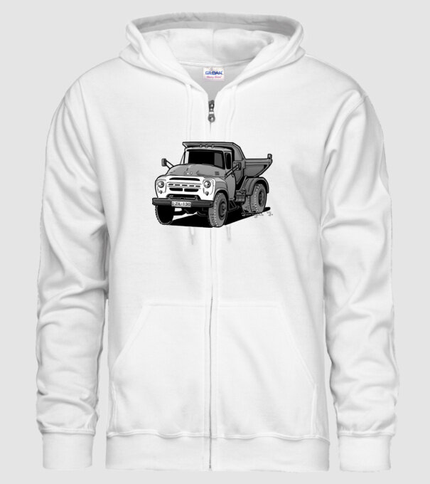 Camioane model alb pe tricou