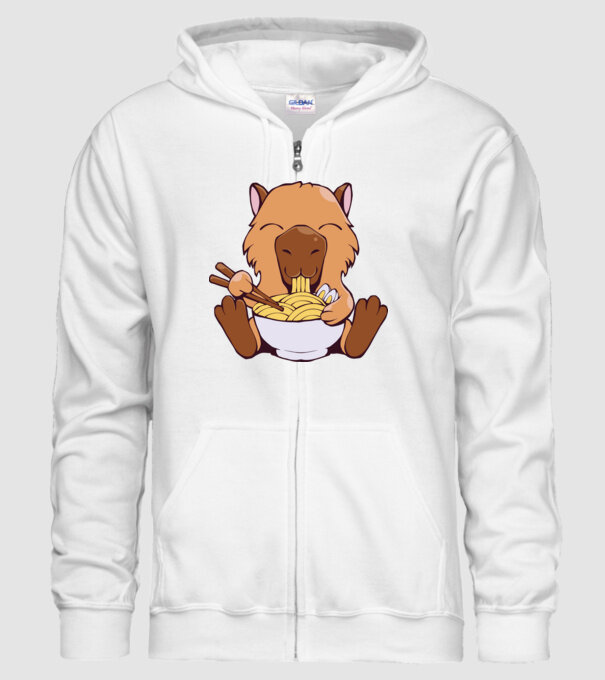 Capibară Ramen model alb pe tricou