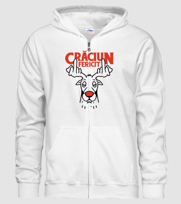 Căprioară de Crăciun antisocială model alb pe tricou