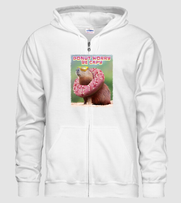 Capybara Donut worry be capy model alb pe tricou