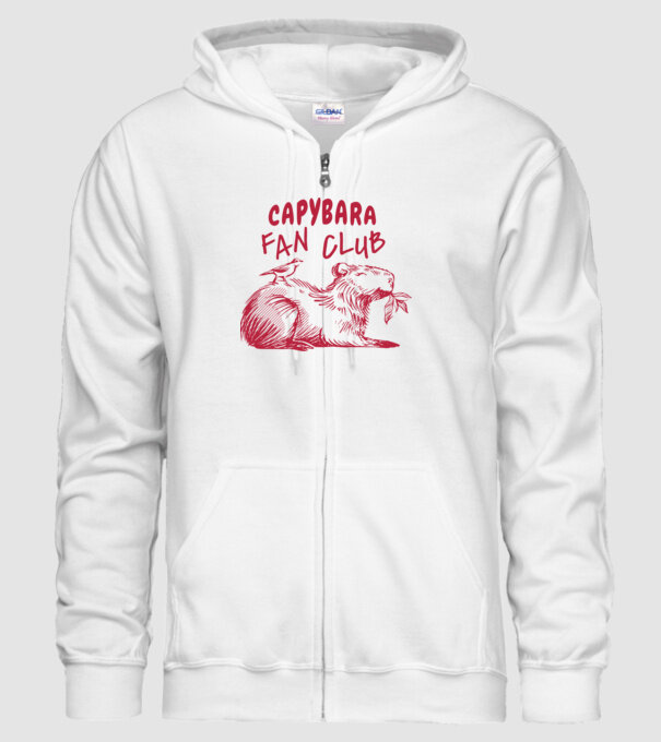 Capybara fan club model alb pe tricou