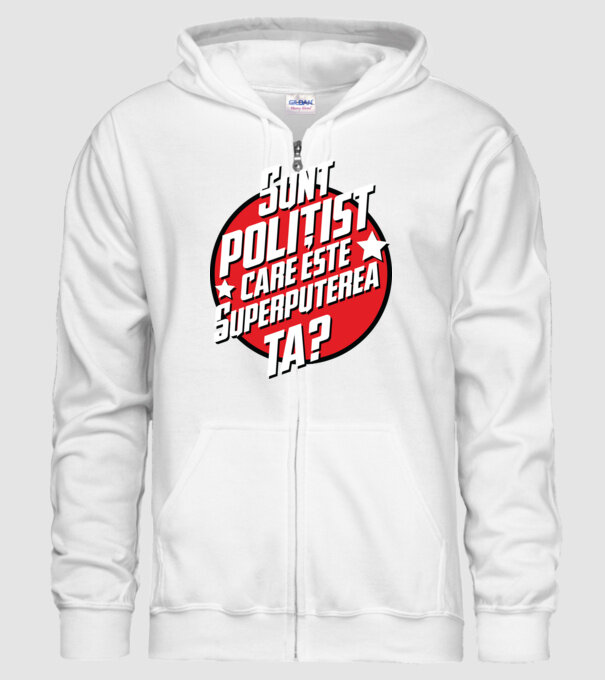 sunt polițist, care este superputerea ta? model alb pe tricou